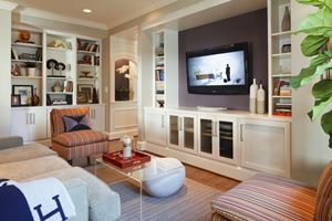 Neutral gray anchors a stunning purple accent wall