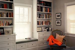 A window seat and built-in bookshelves are perfect for a book lover