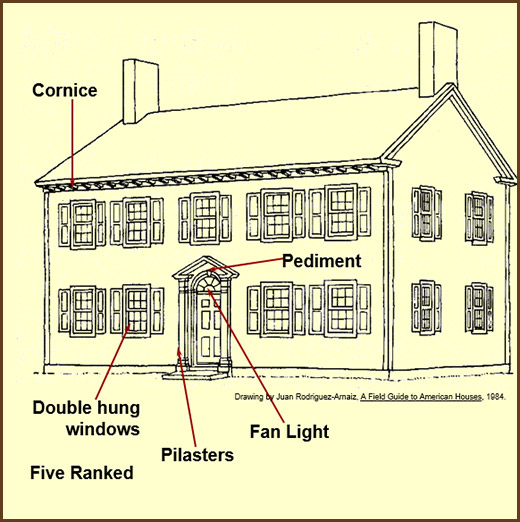 federal style home drawing 