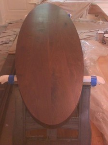 Countertop moved inside to cure—it still needs sanding and a final finishing coat