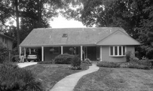 A Chevy Chase home lacks architectural interest prior to exterior remodel