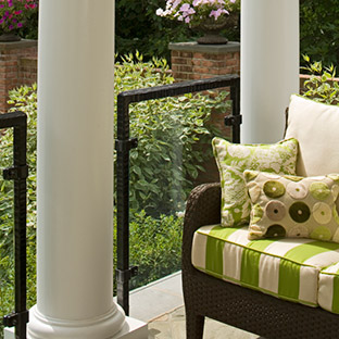 patio with green and white furniture