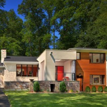 modern home with red accents