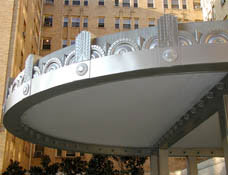 Silver metal awning