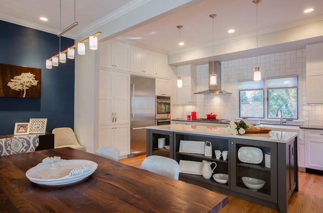 Dark Blue Wall Kitchen