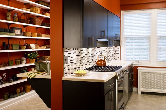 Orange Wall Kitchen