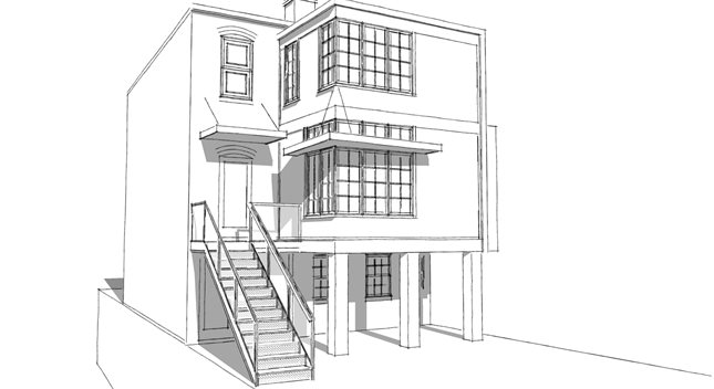 Row House Addition Hand Sketch