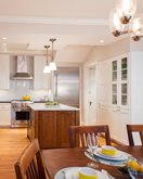 A recently remodeled galley kitchen in a DC home