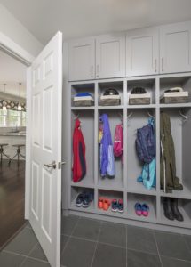 mudroom with lockers for each and custom built-in shelves