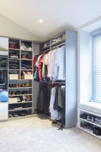 master closet with custom shelves